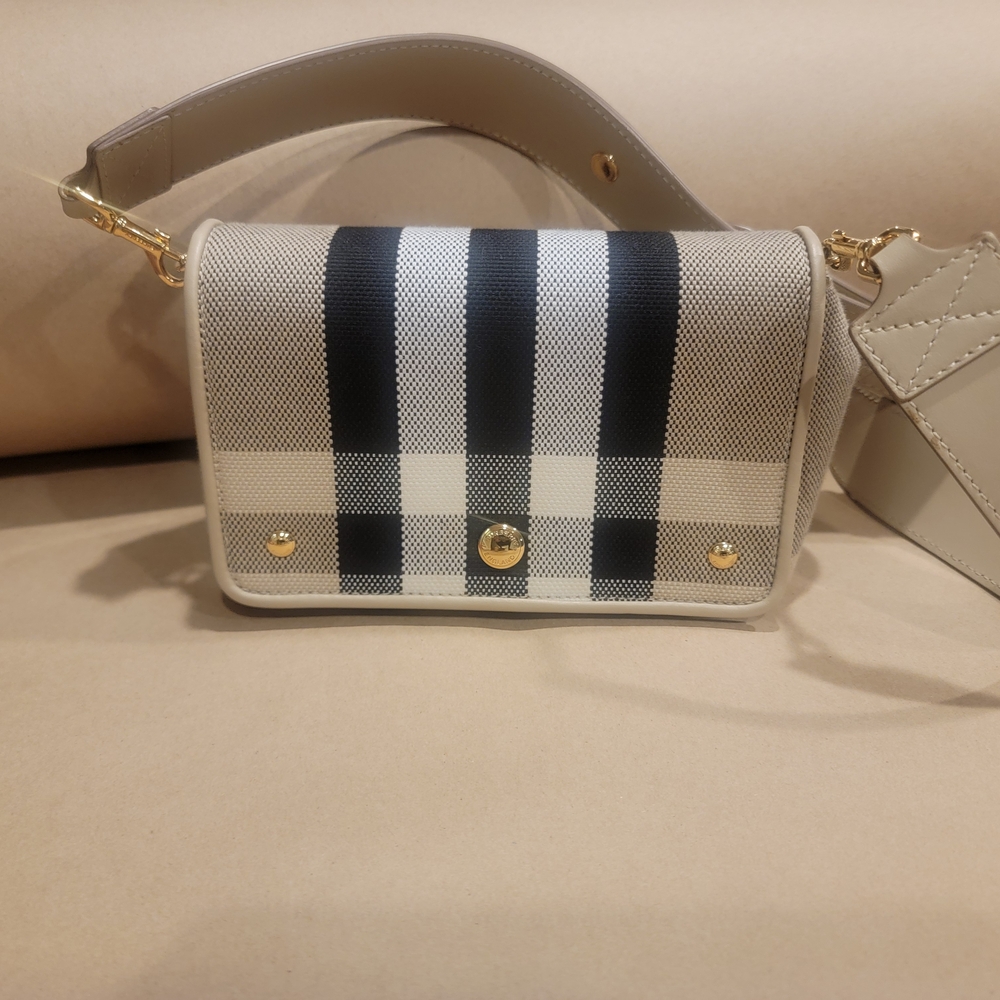 Burberry Elegant Beige and Black Checkered Women's Bag